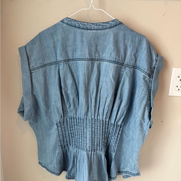 Pilcro Women’s Short Sleeve Pleated Corset Blouse - Picture 11 of 12